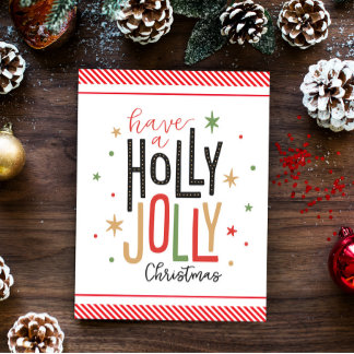 Holly Jolly Christmas (add your photo) Candy Cane Holiday Card