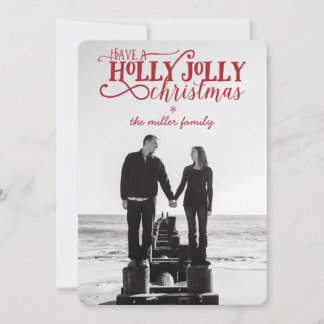 Holly Jolly Christmas Card - 5" x 7" with envelope