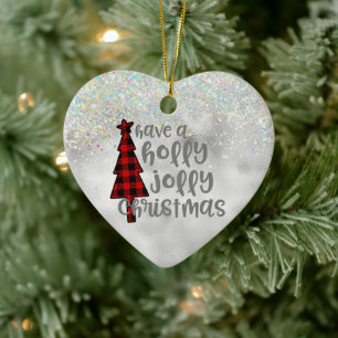 Holly Jolly Christmas  Ceramic Tree Decoration