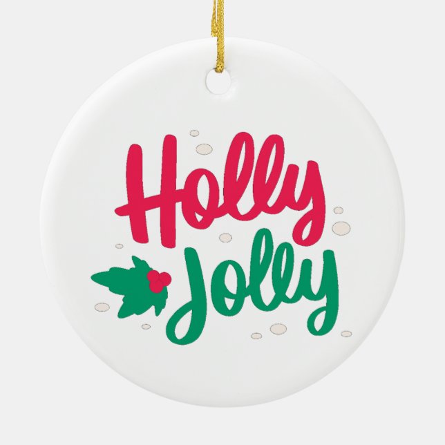 Holly Jolly Christmas  Ceramic Tree Decoration (Back)