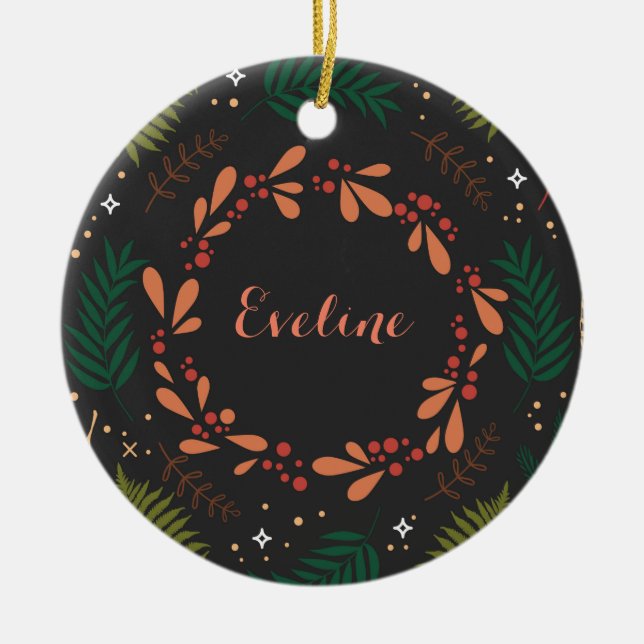 Holly Jolly Christmas Ceramic Tree Decoration (Front)