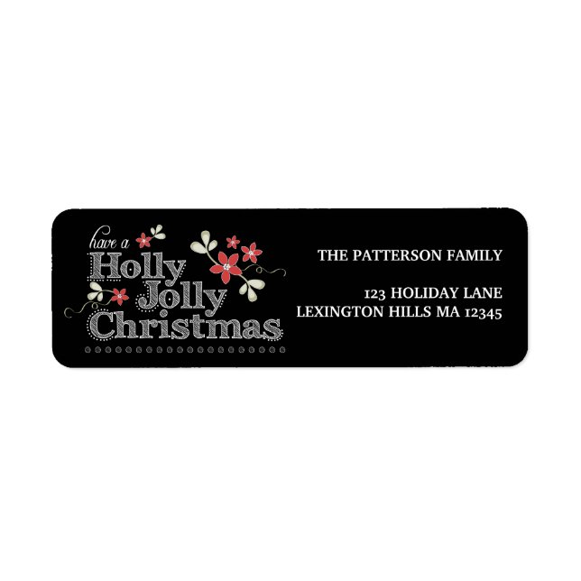 Holly Jolly Christmas Chalkboard Address Label (Front)