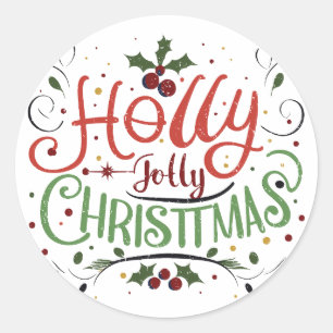 Holly jolly Christmas Classic Round Sticker