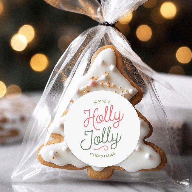 Holly Jolly Christmas Classic Round Sticker (Creator Uploaded)