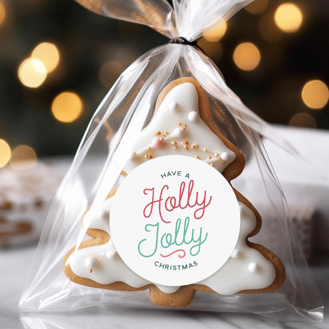 Holly Jolly Christmas Classic Round Sticker (Creator Uploaded)