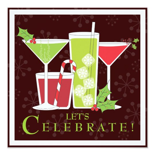 Holly Jolly Christmas Cocktail Party Invitation