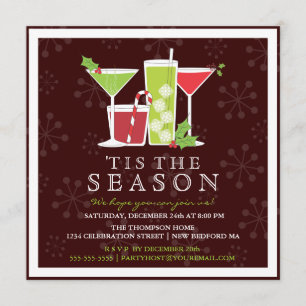 Holly Jolly Christmas Cocktail Party Invitation