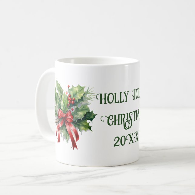 "Holly Jolly Christmas"  Coffee Mug (Front Left)