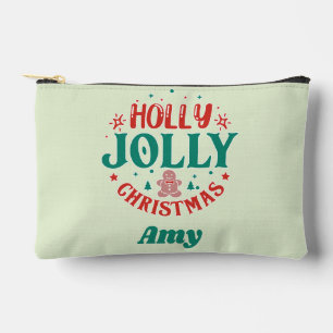 Holly Jolly Christmas Cute Gingerbread Man Retro Accessory Pouch