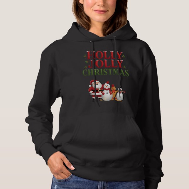 Holly Jolly Christmas Cute Holiday Hoodie (Front)