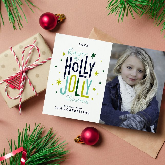 Holly Jolly Christmas Family Photo Holiday Card (Creator Uploaded)