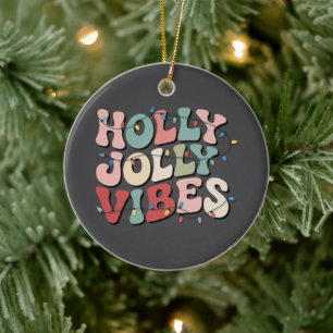 Holly Jolly Christmas Gift Family Xmas Holiday Ceramic Tree Decoration