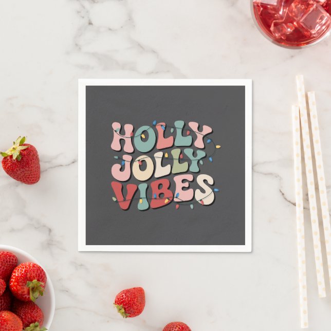 Holly Jolly Christmas Gift Family Xmas Holiday  Napkin (Insitu)