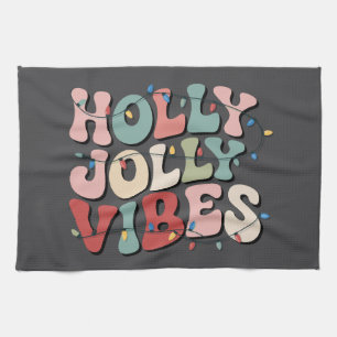 Holly Jolly Christmas Gift Family Xmas Holiday Tea Towel