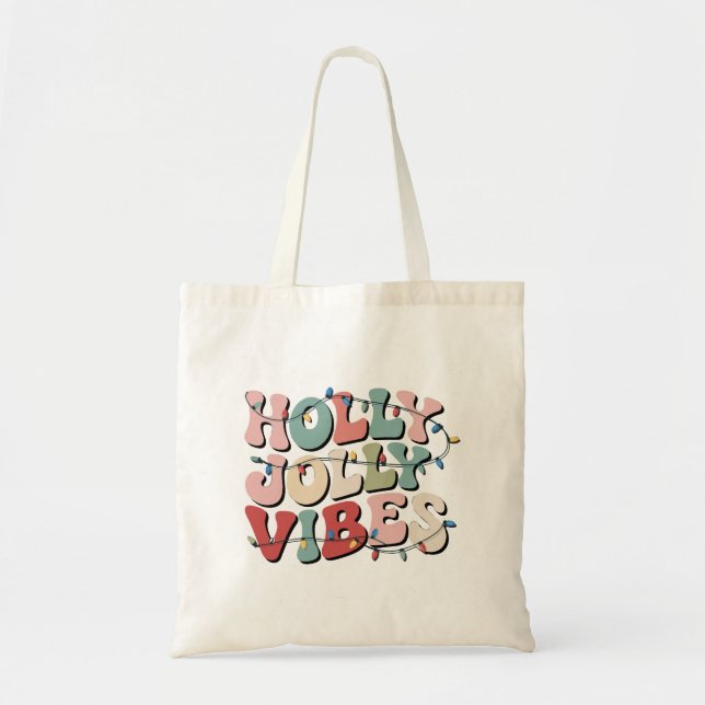 Holly Jolly Christmas Gift Family Xmas Holiday  Tote Bag (Front)