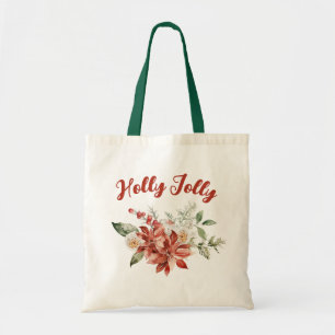 Holly Jolly Christmas Holiday Eco Grocery Shopping Tote Bag