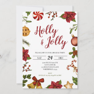 Holly Jolly Christmas Holiday Party Invitation