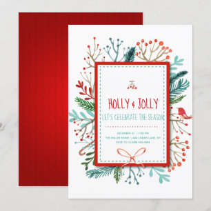 Holly Jolly Christmas Holiday Party Invitation