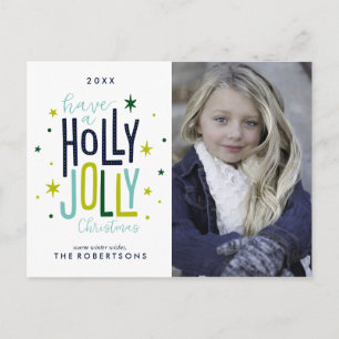 Holly Jolly Christmas Holiday Postcard