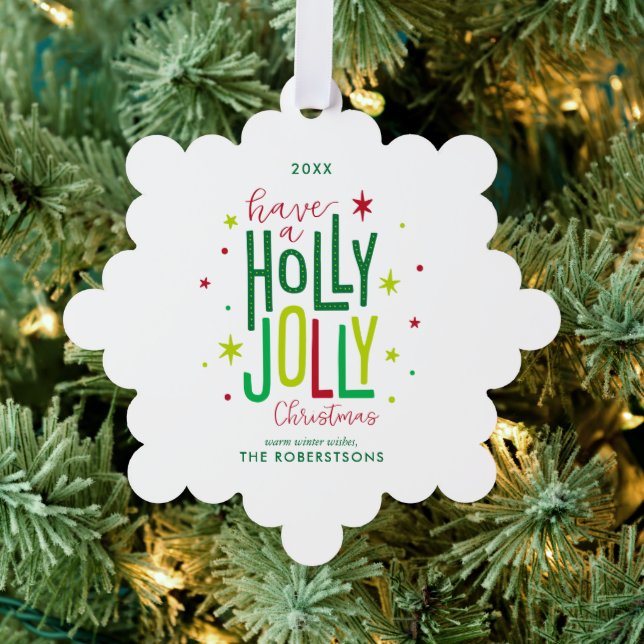Holly Jolly Christmas Holiday Tree Decoration Card (Insitu (Tree))