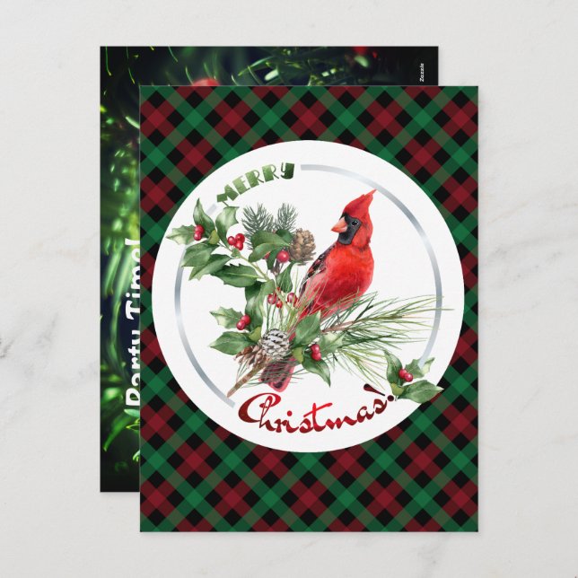 Holly Jolly Christmas Invitation!! Holiday Postcard (Front/Back)