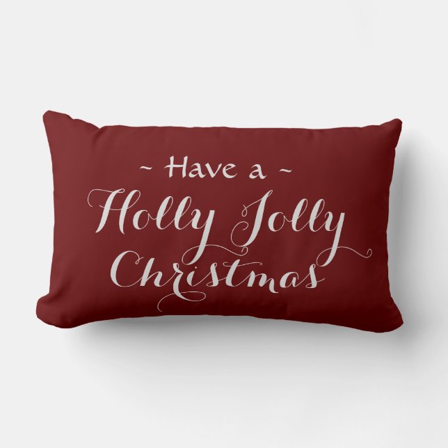 Holly Jolly Christmas Lumbar Cushion (Front)