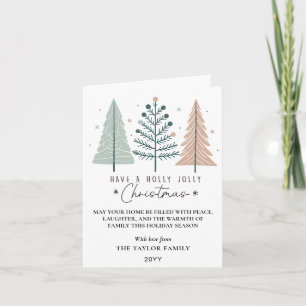 Holly Jolly Christmas Minimalist Boho Trees Holiday Card