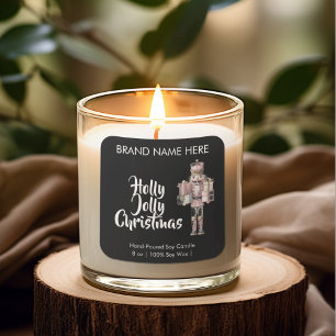 Holly Jolly Christmas Modern Candle Labels