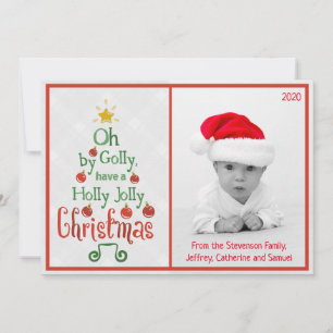 Holly Jolly Christmas   Modern Photo Holiday Card
