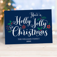Holly Jolly Christmas Navy Blue Photo