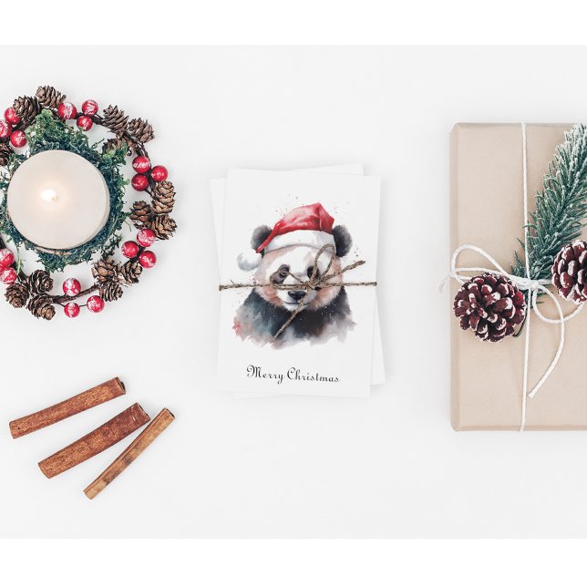 Holly Jolly Christmas Panda, custom Foil Holiday Card (Creator Uploaded)