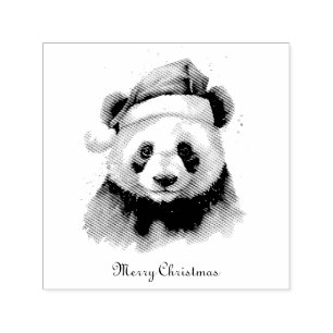 Holly Jolly Christmas Panda, custom Self-inking Stamp