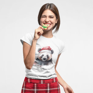Holly Jolly Christmas Panda, custom T-Shirt