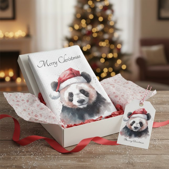Holly Jolly Christmas Panda, custom Tea Towel (Creator Uploaded)
