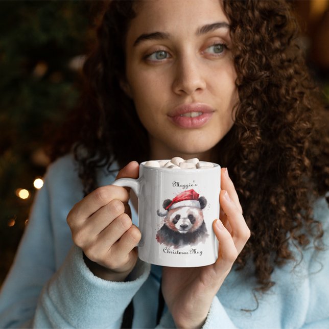 Holly Jolly Christmas Panda, custom Two-Tone Coffee Mug (Creator Uploaded)