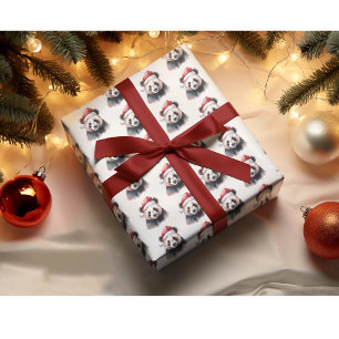 Holly Jolly Christmas Panda Wrapping Paper