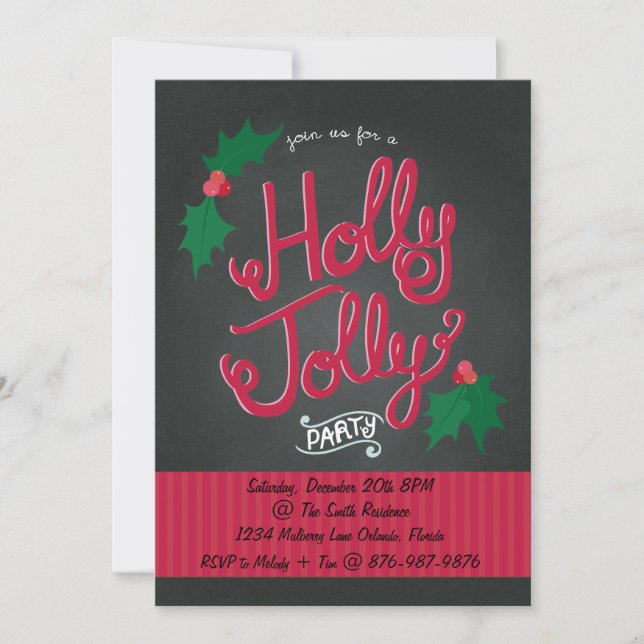 Holly Jolly Christmas Party Invitation (Front)