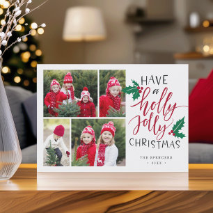 Holly Jolly   Christmas Photo Collage Card