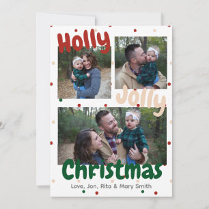 Holly Jolly Christmas Polka Dot Christmas Card 