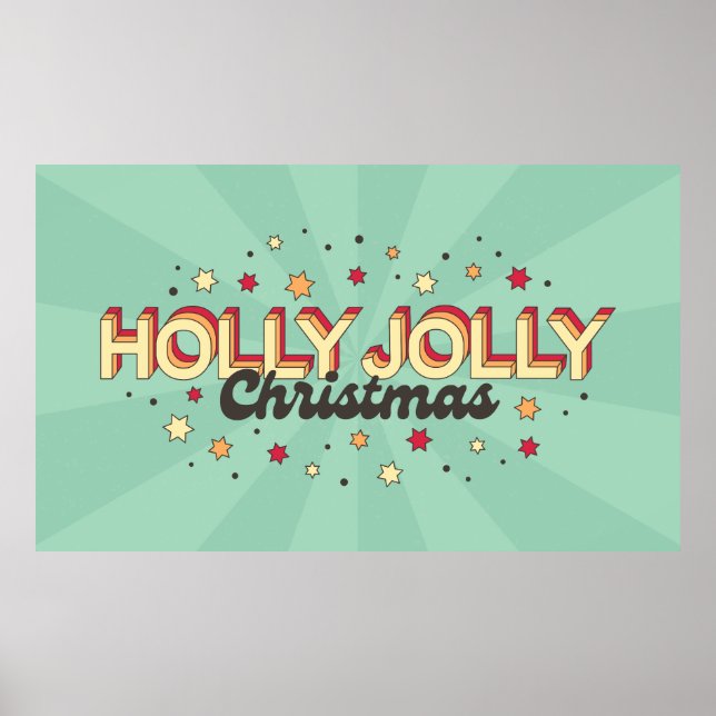 Holly jolly Christmas retro comics typography Poster (Front)