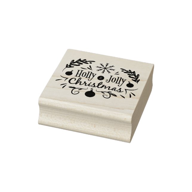 Holly Jolly  Christmas Rubber Stamp (Stamp)