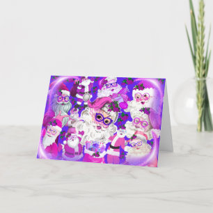 Holly Jolly Christmas Santa Greeting Card