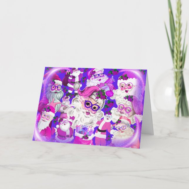 Holly Jolly Christmas Santa Greeting Card (Front)