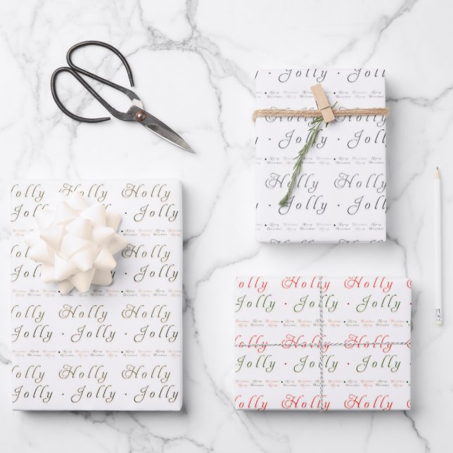 Holly Jolly Christmas Script Wrapping Paper (Front)