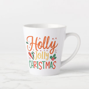 Holly Jolly Christmas Small Latte Mug - 12 oz