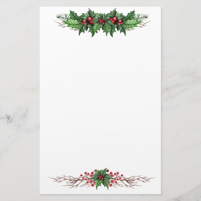 Holly Jolly Christmas Stationery (Front)