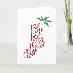 Holly Jolly Christmas stocking hand-lettered Holiday Card