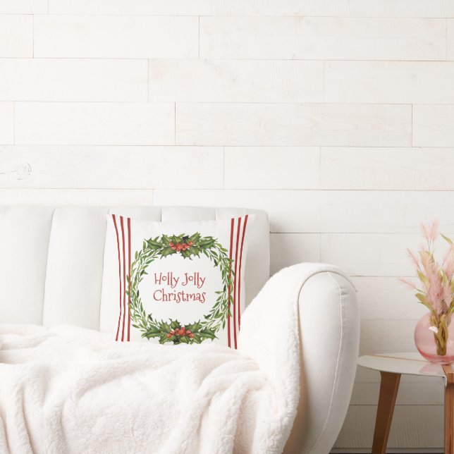 Holly Jolly - Christmas Throw Pillow (Couch)