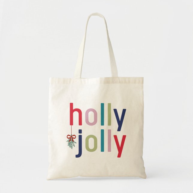 Holly Jolly Christmas Tote Bag (Front)