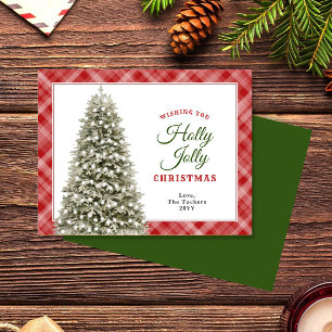 Holly Jolly Christmas Tree Plaid Christmas Holiday Card